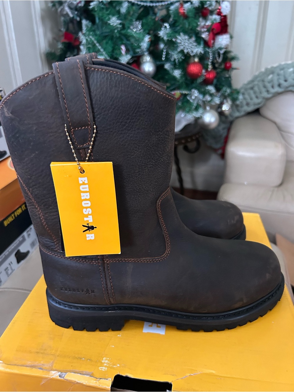 Men's Brown Leather Work Boots
